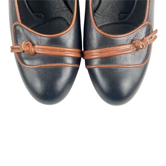 Gentle Souls Women's Black Leather Pumps Heels with Brown Piping EU 38 - Picture 8 of 11